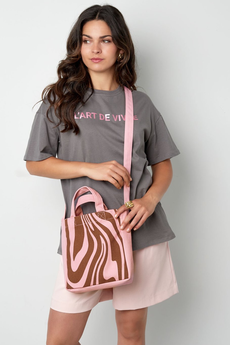 Small canvas bag zebra - pink brown Picture2
